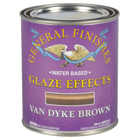 GENERAL FINISHES 1 Qt Van Dyke Brown Glaze Effects Water-Based Translucent Color QTVDB